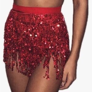 Red sequin shimmery skirt